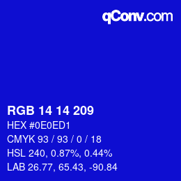 Color code: RGB 14 14 209 | qconv.com