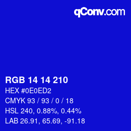 カラーコード: RGB 14 14 210 | qconv.com
