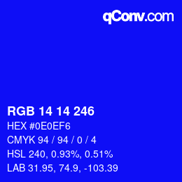 Color code: RGB 14 14 246 | qconv.com