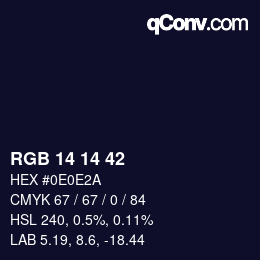 颜色代码: RGB 14 14 42 | qconv.com