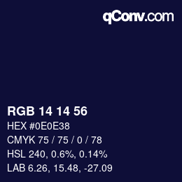 カラーコード: RGB 14 14 56 | qconv.com