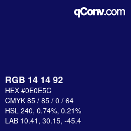 カラーコード: RGB 14 14 92 | qconv.com