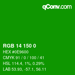 Color code: RGB 14 150 0 | qconv.com