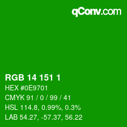 Color code: RGB 14 151 1 | qconv.com
