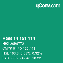 Color code: RGB 14 151 114 | qconv.com