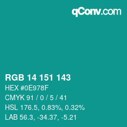 Color code: RGB 14 151 143 | qconv.com