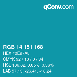Color code: RGB 14 151 168 | qconv.com