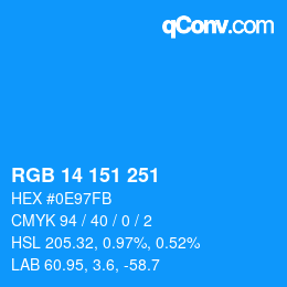 Color code: RGB 14 151 251 | qconv.com