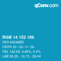 カラーコード: RGB 14 152 189 | qconv.com
