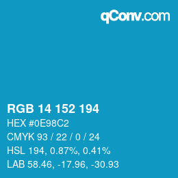 Color code: RGB 14 152 194 | qconv.com