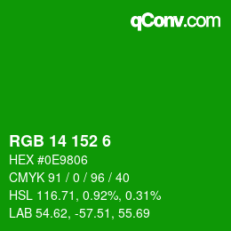 Color code: RGB 14 152 6 | qconv.com