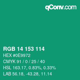 Color code: RGB 14 153 114 | qconv.com