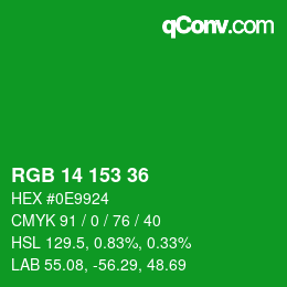 Color code: RGB 14 153 36 | qconv.com