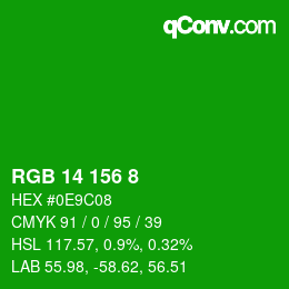 Color code: RGB 14 156 8 | qconv.com