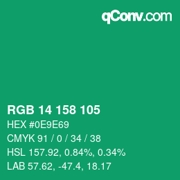 Color code: RGB 14 158 105 | qconv.com