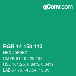 カラーコード: RGB 14 158 113 | qconv.com