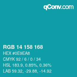 カラーコード: RGB 14 158 168 | qconv.com