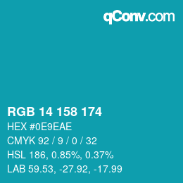 Color code: RGB 14 158 174 | qconv.com