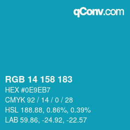 カラーコード: RGB 14 158 183 | qconv.com