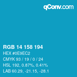 カラーコード: RGB 14 158 194 | qconv.com