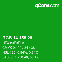 Color code: RGB 14 158 26 | qconv.com