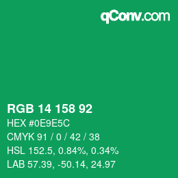 Color code: RGB 14 158 92 | qconv.com