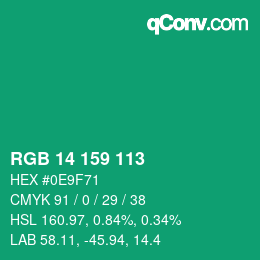 Color code: RGB 14 159 113 | qconv.com