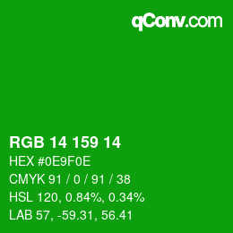 Color code: RGB 14 159 14 | qconv.com