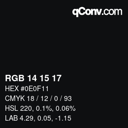 カラーコード: RGB 14 15 17 | qconv.com