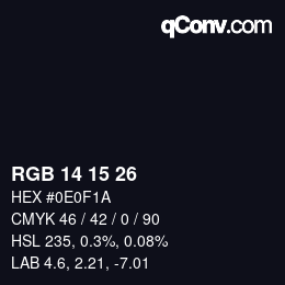 Color code: RGB 14 15 26 | qconv.com