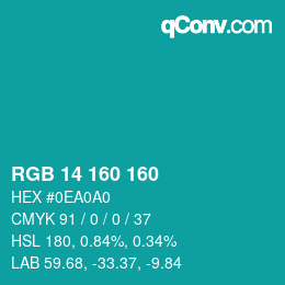 Color code: RGB 14 160 160 | qconv.com