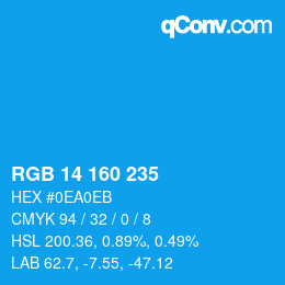 カラーコード: RGB 14 160 235 | qconv.com