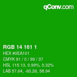 Color code: RGB 14 161 1 | qconv.com