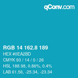 カラーコード: RGB 14 162.8 189 | qconv.com