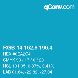カラーコード: RGB 14 162.8 196.4 | qconv.com