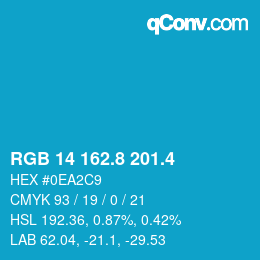カラーコード: RGB 14 162.8 201.4 | qconv.com