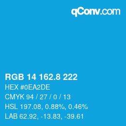 カラーコード: RGB 14 162.8 222 | qconv.com
