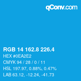 カラーコード: RGB 14 162.8 226.4 | qconv.com
