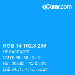 カラーコード: RGB 14 162.8 255 | qconv.com