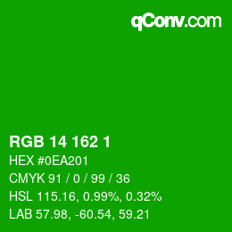 Color code: RGB 14 162 1 | qconv.com