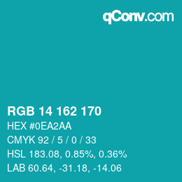 カラーコード: RGB 14 162 170 | qconv.com