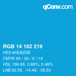 Color code: RGB 14 162 219 | qconv.com