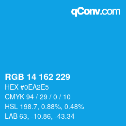 Color code: RGB 14 162 229 | qconv.com