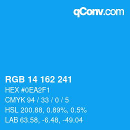 Color code: RGB 14 162 241 | qconv.com