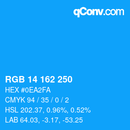 Color code: RGB 14 162 250 | qconv.com