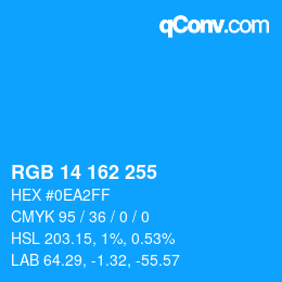 Color code: RGB 14 162 255 | qconv.com