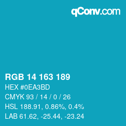 カラーコード: RGB 14 163 189 | qconv.com