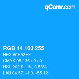 Color code: RGB 14 163 255 | qconv.com