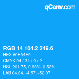 カラーコード: RGB 14 164.2 249.6 | qconv.com