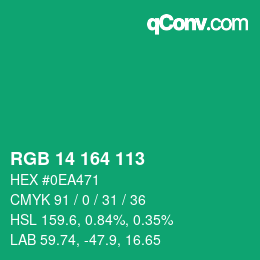 Color code: RGB 14 164 113 | qconv.com